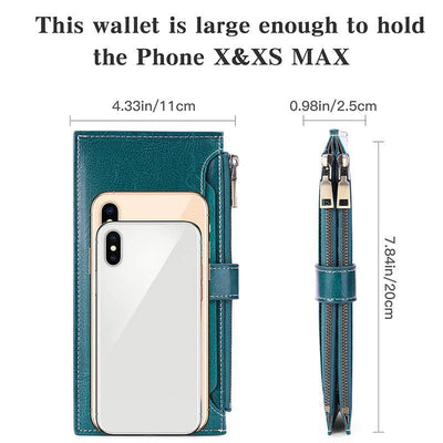 Wine red Large Capacity Women's Leather Wallet - RFID Blocking Card Holder