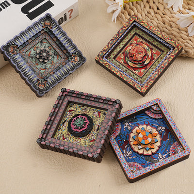 2-PCS 3D Wooden Fridge Magnet - Dunhuang Art Style, Creative Gift (Style 4)