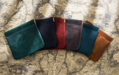 Brown Genuine Leather Coin Purse - Vintage Style Snap Closure Mini Pouch