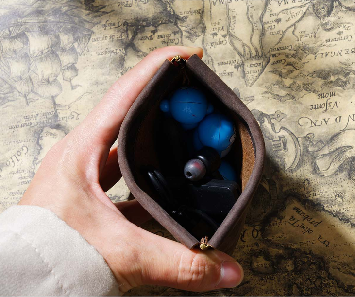 Coffee Genuine Leather Coin Purse - Vintage Style Snap Closure Mini Pouch