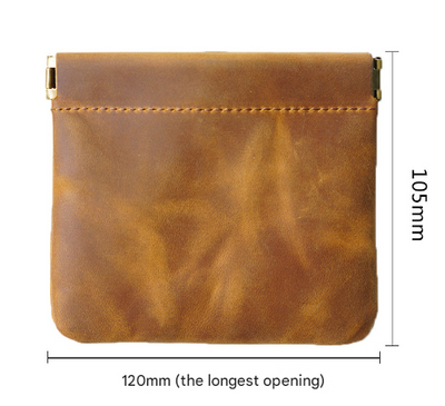 Wine Red Genuine Leather Coin Purse - Vintage Style Snap Closure Mini Pouch