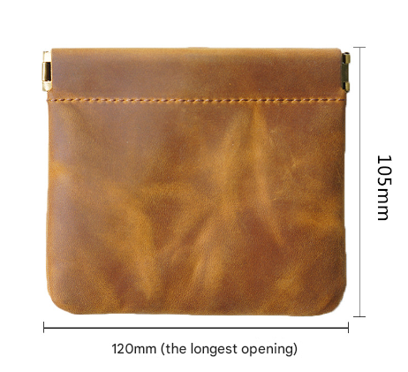 Blue Genuine Leather Coin Purse - Vintage Style Snap Closure Mini Pouch