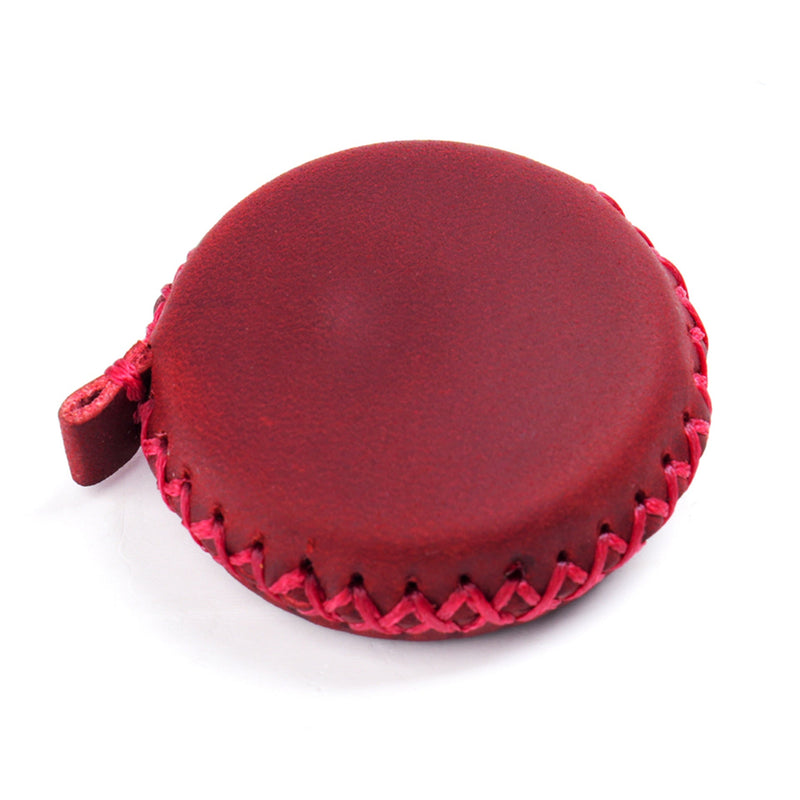 2 PCS Wine Red Hand-Stitched Leather Tape Measure - Compact & Stylish Measuring Tool