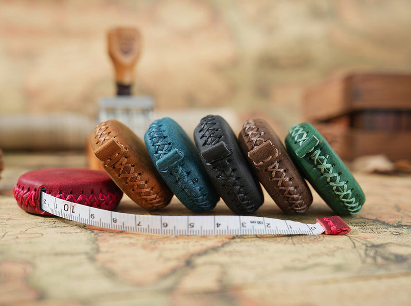 2 PCS Blue Hand-Stitched Leather Tape Measure - Compact & Stylish Measuring Tool