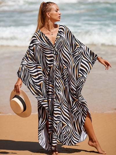Style 3 Loose Fit Caftan Dress - Resort Style Beach Coverup for Women