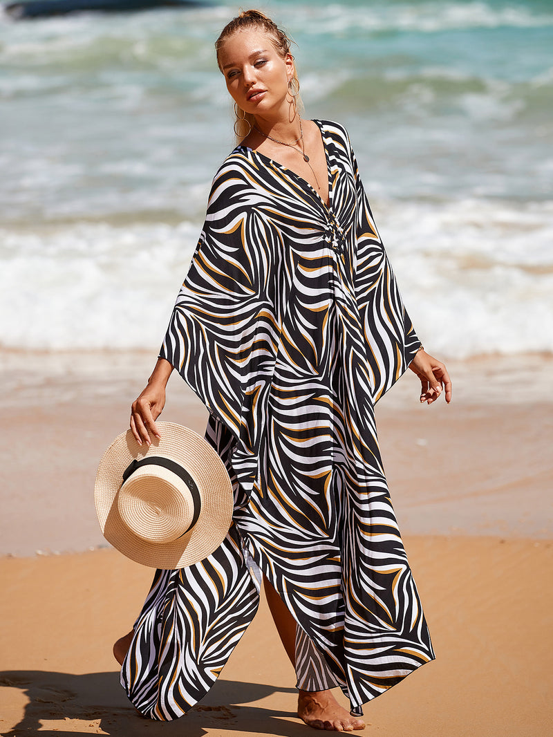 Style 3 Loose Fit Caftan Dress - Resort Style Beach Coverup for Women