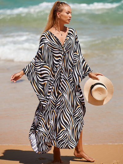 Style 3 Loose Fit Caftan Dress - Resort Style Beach Coverup for Women