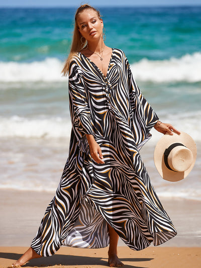 Style 3 Loose Fit Caftan Dress - Resort Style Beach Coverup for Women