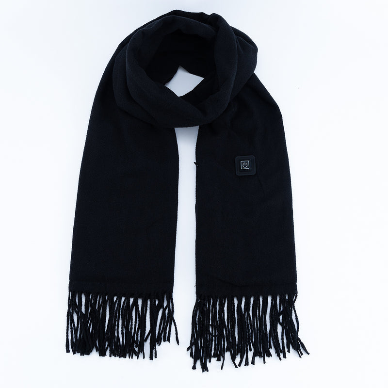 Black Heated Scarf - Electric Warming Scarf, Winter Outdoor Essential (Without power bank)