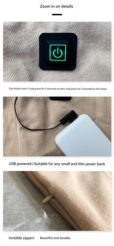 Black Heated Scarf - Electric Warming Scarf, Winter Outdoor Essential (Without power bank)