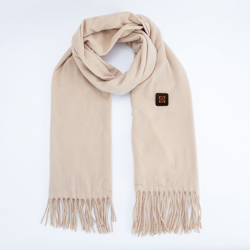 Khaki Heated Scarf - Electric Warming Scarf, Winter Outdoor Essential (Without power bank)