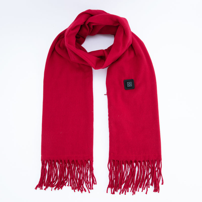 Wine Red Heated Scarf - Electric Warming Scarf, Winter Outdoor Essential (Without power bank)
