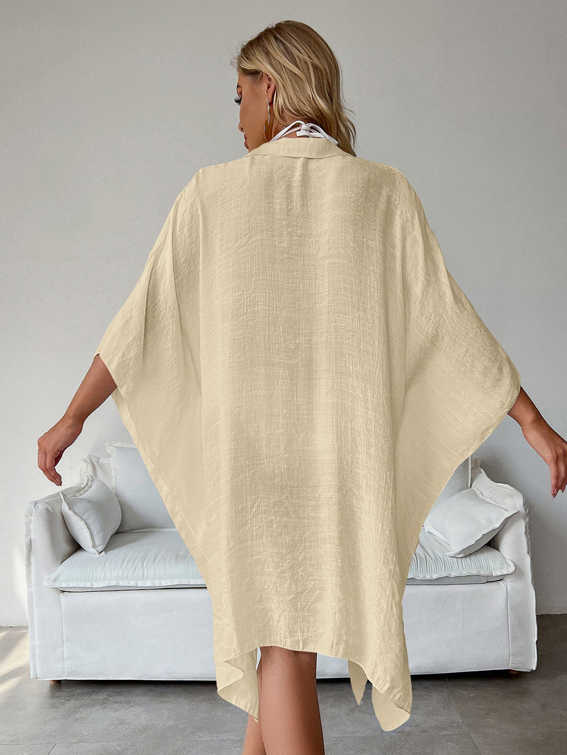 Apricot Summer Beach Cover-Up- Bamboo Cotton Sun Protection Cardigan