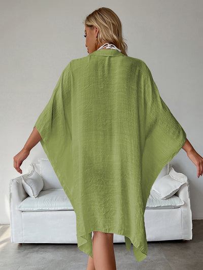Light Green Summer Beach Cover-Up- Bamboo Cotton Sun Protection Cardigan