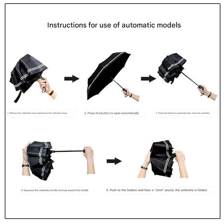 Sea And Sky Blue Gradient Automatic Folding Umbrella - Sun & Rain Protection for Women