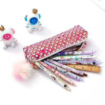 5-pcs Sequin Pencil Bag - Rainbow Glitter, Student Storage