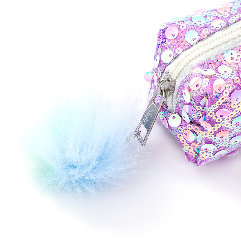 5-pcs Sequin Pencil Bag - Rainbow Glitter, Student Storage