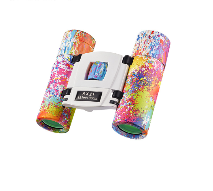 Purple Blue Mini Pocket Binoculars - 8x21 High Power Colorful Binoculars for Kids