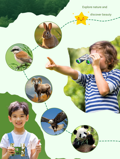 Greenish White Mini Pocket Binoculars - 8x21 High Power Colorful Binoculars for Kids