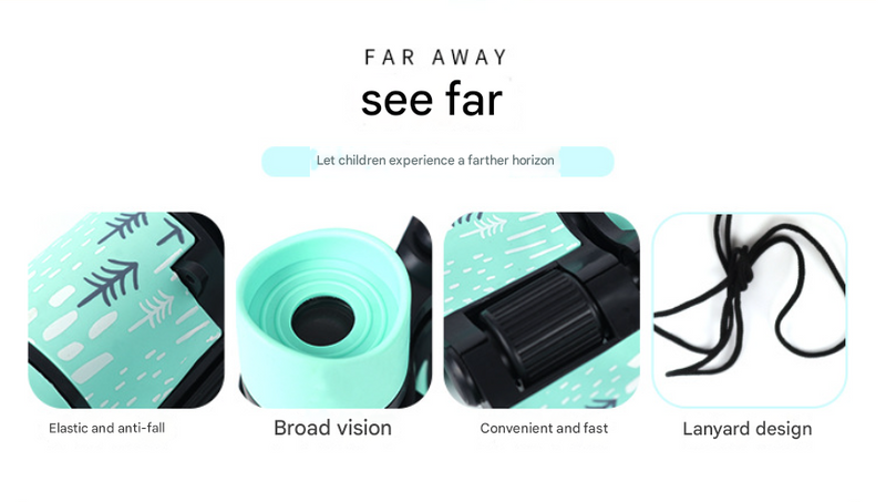 2 PCS Blue Kids Binoculars - Rubber Grip, Tree Pattern