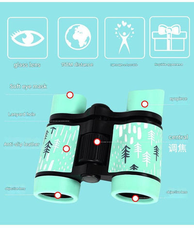 2 PCS Red Kids Binoculars - Rubber Grip, Tree Pattern