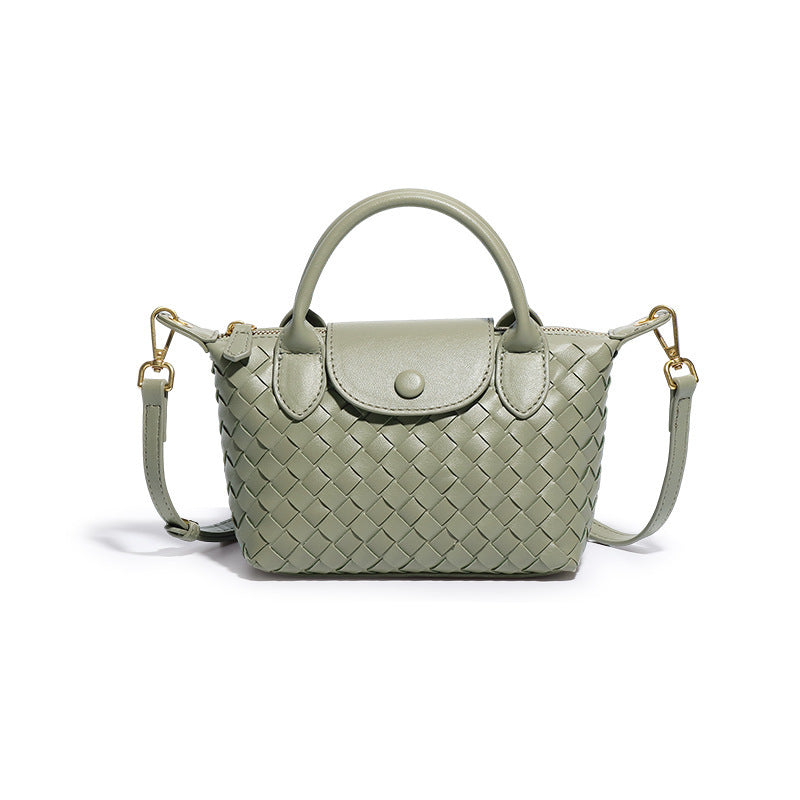 Light Green Woven Shoulder Bag - Stylish Dumpling Bag, Simple and Versatile Crossbody for Women
