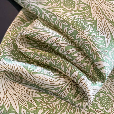 Green Pure Silk Scarf - Elegant Flower Design, Square Handkerchief (Style 14)