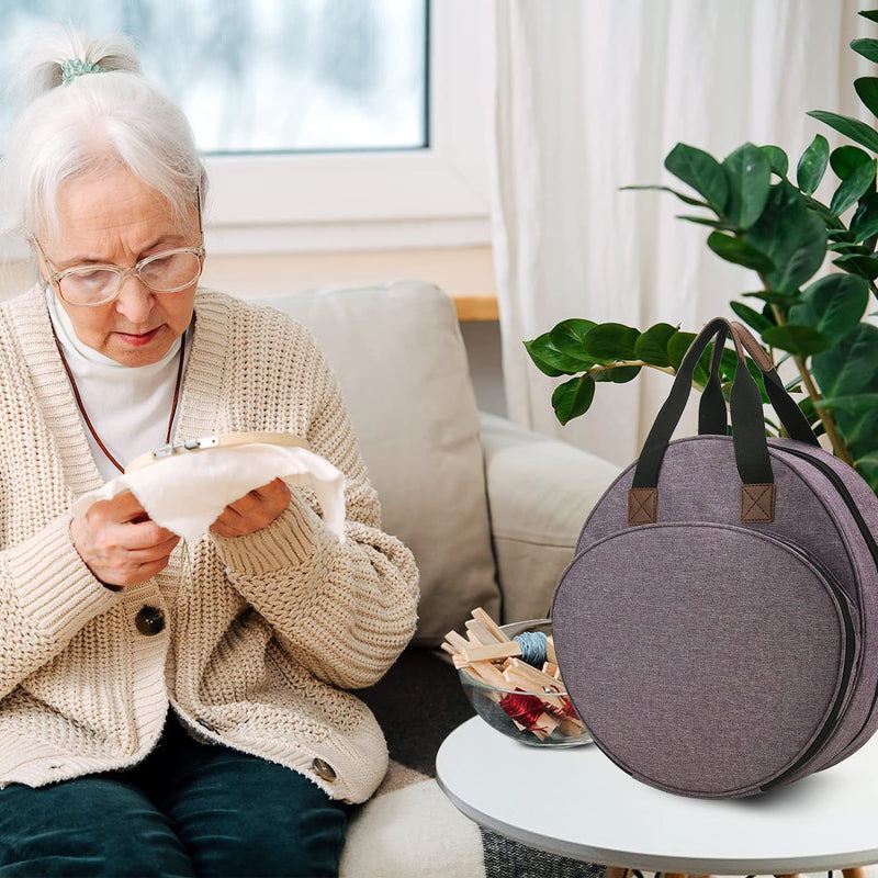 Purple Multi-Compartment Embroidery Bag - Keep Your Projects Organized