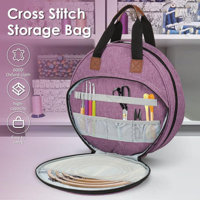Purple Multi-Compartment Embroidery Bag - Keep Your Projects Organized