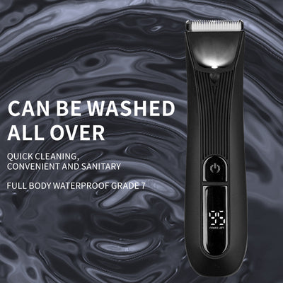 Dual Blades Men's Body Hair Scissors - USB Rechargeable, Waterproof with LED Light