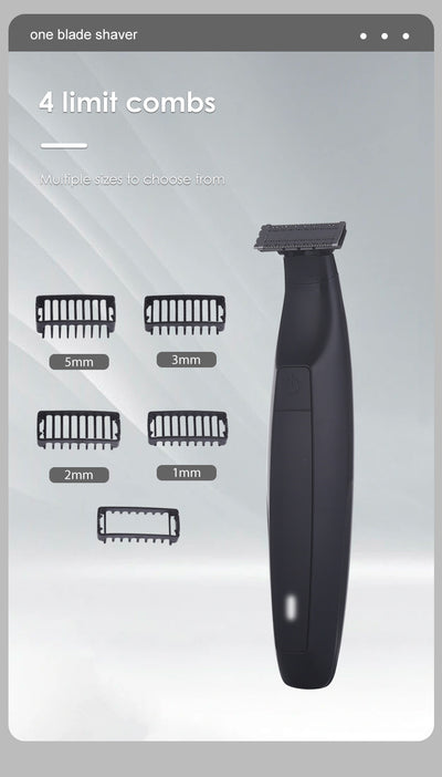 One Blade Electric Shaver for Men - Safe for Sensitive Areas, Wet/Dry Use