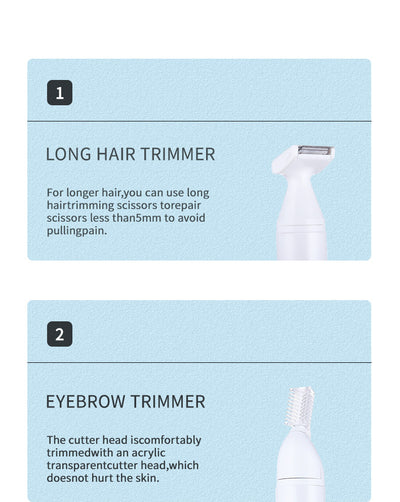 White 5-in-1 Electric Shaver for Women - Versatile Hair Remover for Face & Body