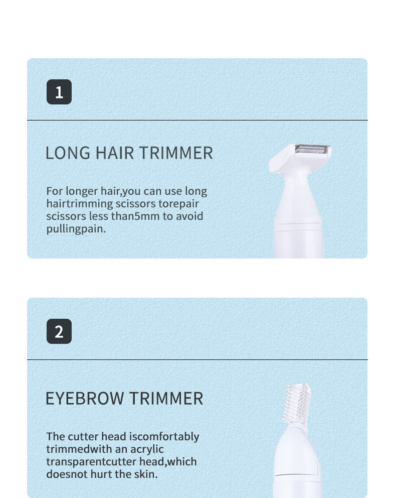 White 5-in-1 Electric Shaver for Women - Versatile Hair Remover for Face & Body