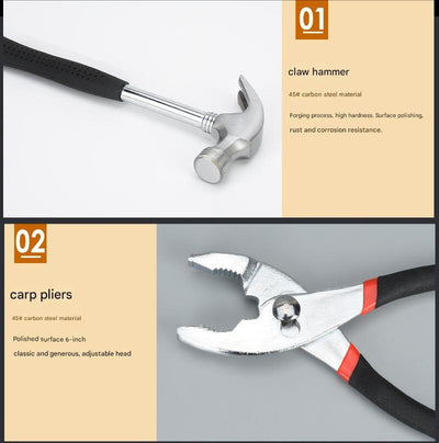 39-Piece Home Tool Kit - Red Carbon Steel Hardware Set