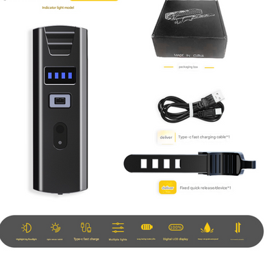 Bike Headlight - Rechargeable LED Bicycle Front Light, 85° Floodlight (Battery Display Model)