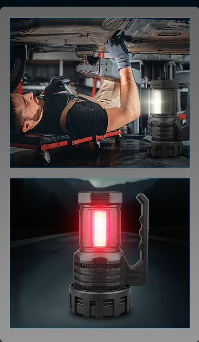 Black LED Searchlight - Rechargeable Handheld Spotlight, 500m Range, Long Lasting