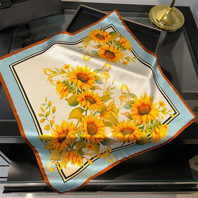 Yellow sunflower Women's silk scarves, accessories for all seasons