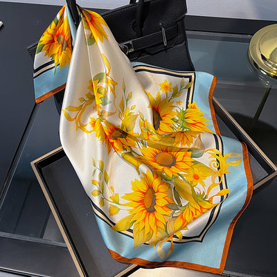 Yellow sunflower Women's silk scarves, accessories for all seasons