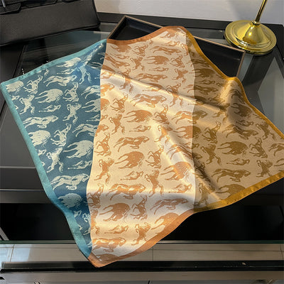 Stitching horse pattern Women's silk scarves, accessories for all seasons