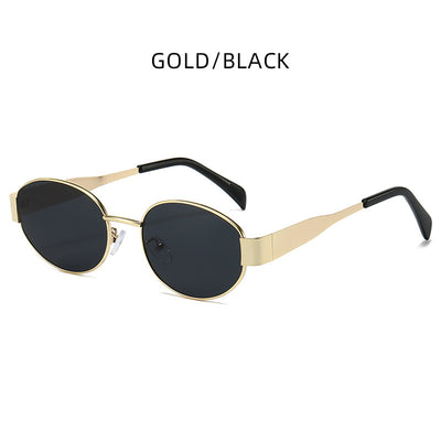 Gold + Black 2-PCS Retro Oval Sunglasses with UV Protection for Men & Women