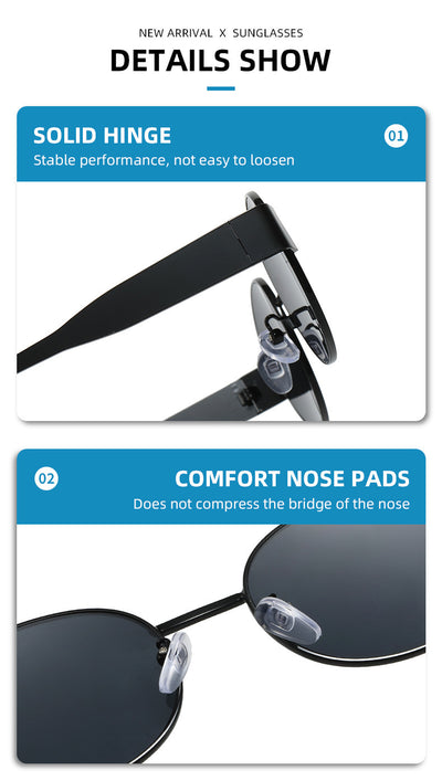 Gold + Black 2-PCS Retro Oval Sunglasses with UV Protection for Men & Women