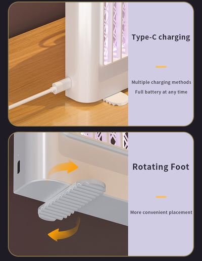 Black (Chargeing version) USB Mosquito Killer Lamp - Electric Bug Zapper, Wall-Mounted/Standing, Silent