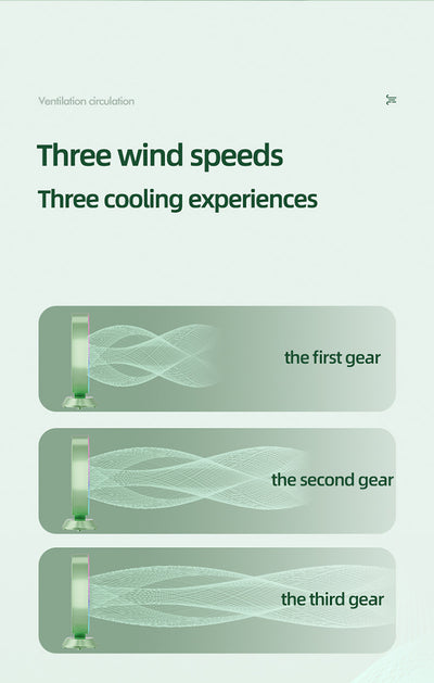 Green RGB Desktop Fan - USB Rechargeable, 3-Speed, 180° Adjustable, LED Light