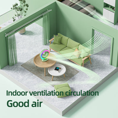 White RGB Desktop Fan - USB Rechargeable, 3-Speed, 180° Adjustable, LED Light