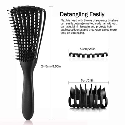 3 - pcs Purple Detangling Brush - Octopus Design for Effortless Hair Care