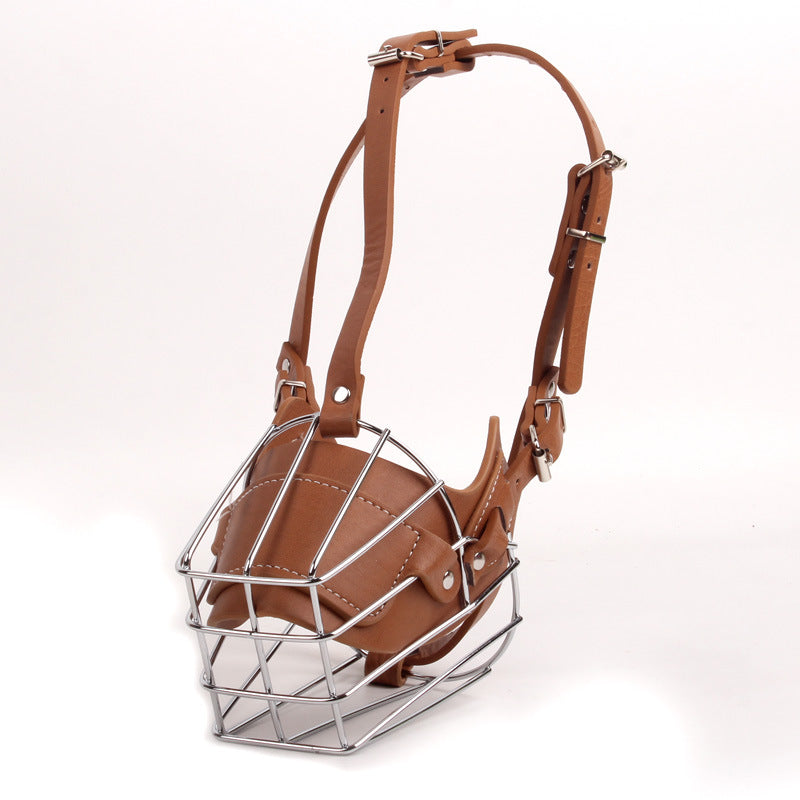 Brown Metal Basket Dog Muzzle - Anti-Bite & Anti-Barking - L