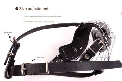 Black Metal Basket Dog Muzzle - Anti-Bite & Anti-Barking - M
