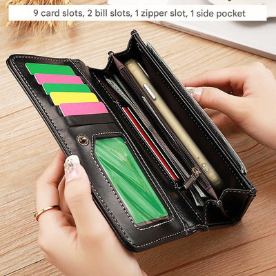 Yellow Classic Long Bifold Wallet for Women - Large Capacity Card Holder