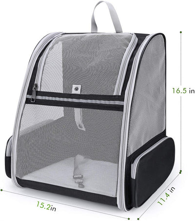 Beige Foldable Pet Carrier Backpack - Breathable Mesh Travel Bag for Cats & Small Dogs
