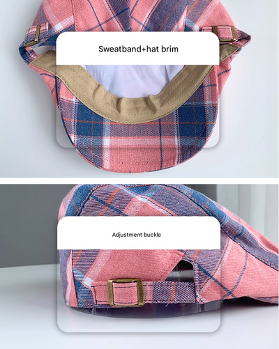 2-PCS Green Lightweight Checkered Flat Cap - Adjustable Retro Driver Hat for Men & Women